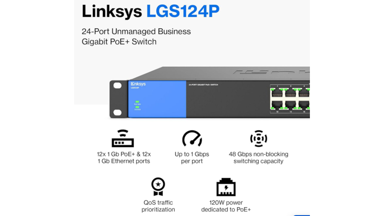 Switch Linksys Lgs124p 24pt Gbit Poe