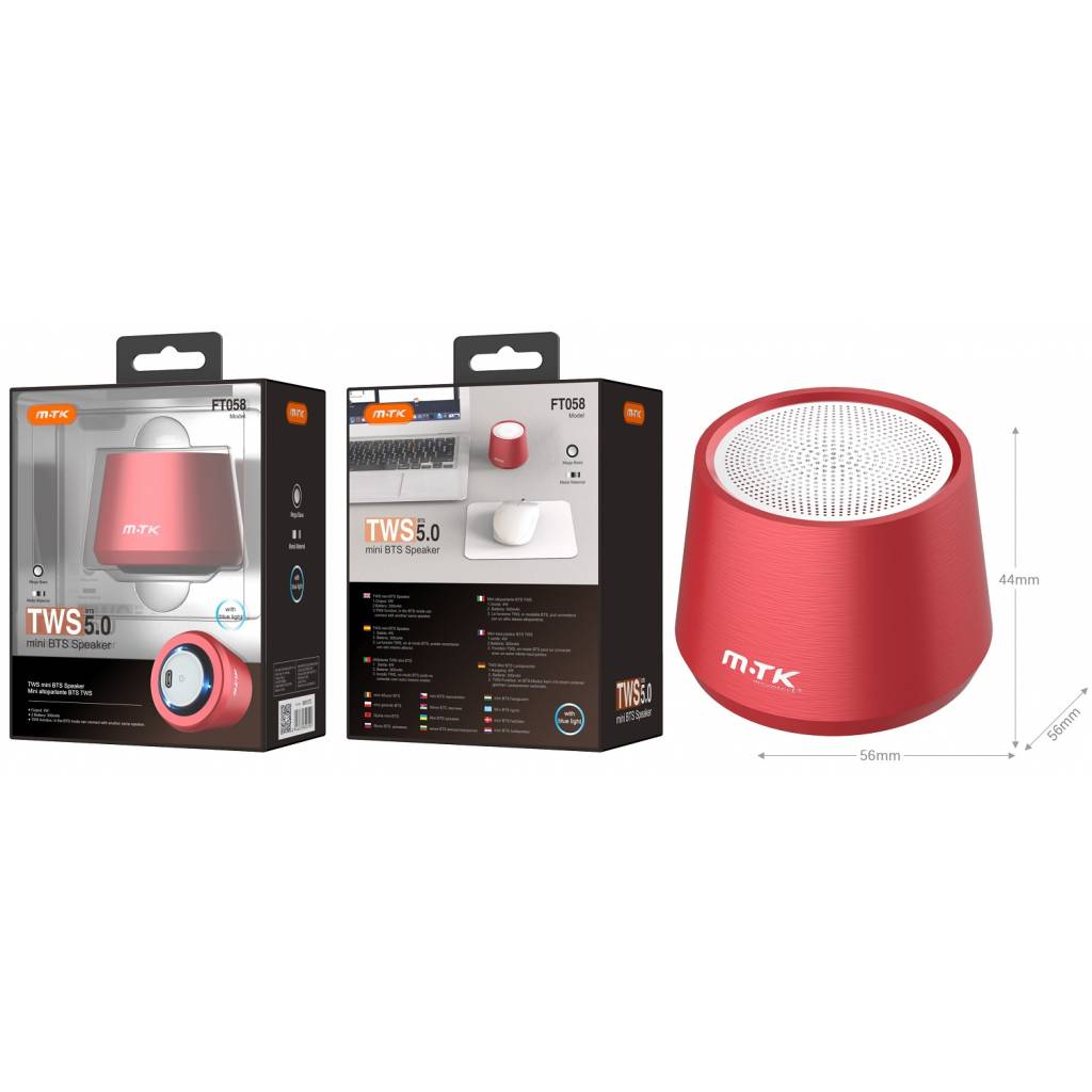 Parlante Bluetooth 4W TWS Rojo MTK