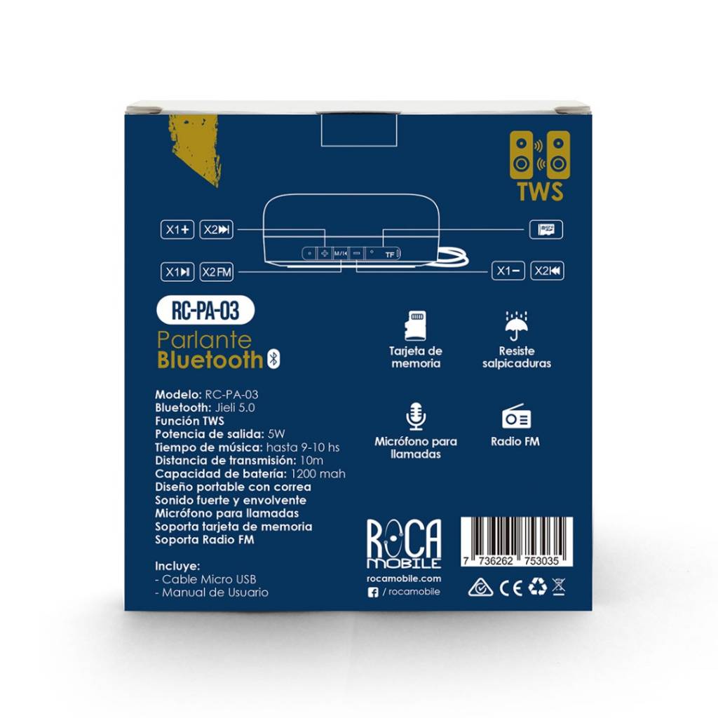 Parlante Bluetooth ROCA RC-PA-03 5W