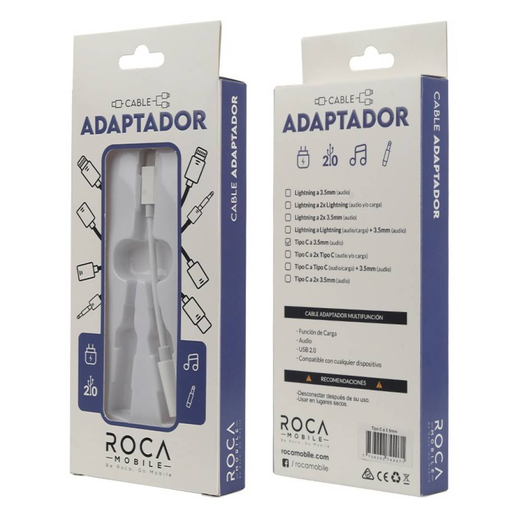 Cable Adaptador Tipo C a 3.5 mm Audio ROCA