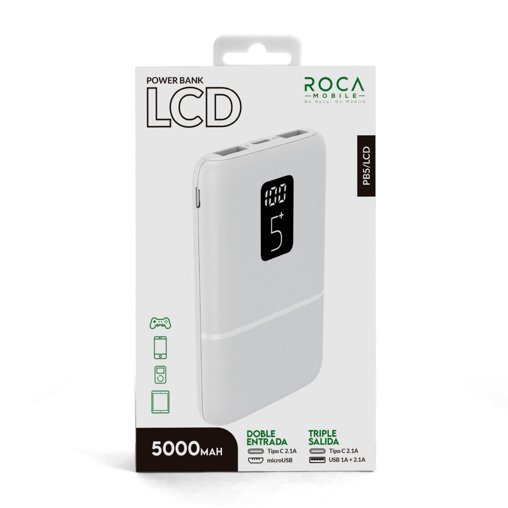 Power Bank Roca Pantalla LCD 5.000 mAh