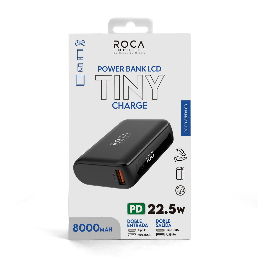 Power Bank ROCA PB8LCD+PD 8.000mAh 22.5W Carga Rápida