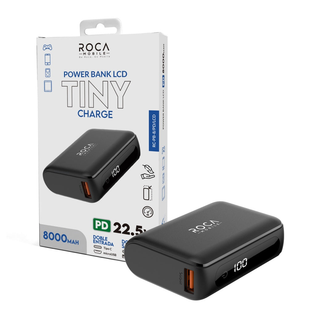 Power Bank ROCA PB8LCD+PD 8.000mAh 22.5W Carga Rápida