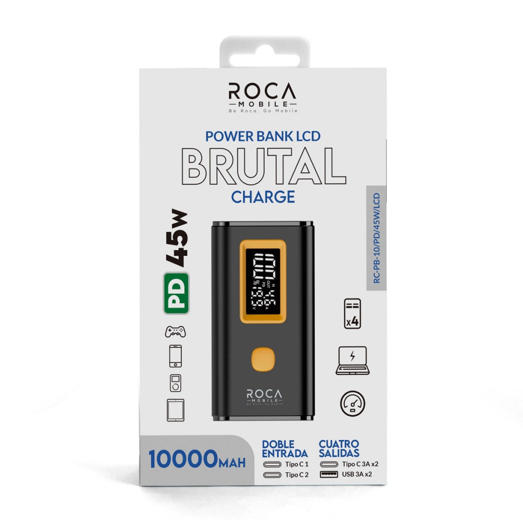 Power Bank ROCA PB10LCD+PD45W 10.000mAh 2USB + 2PD Ideal para Notebook