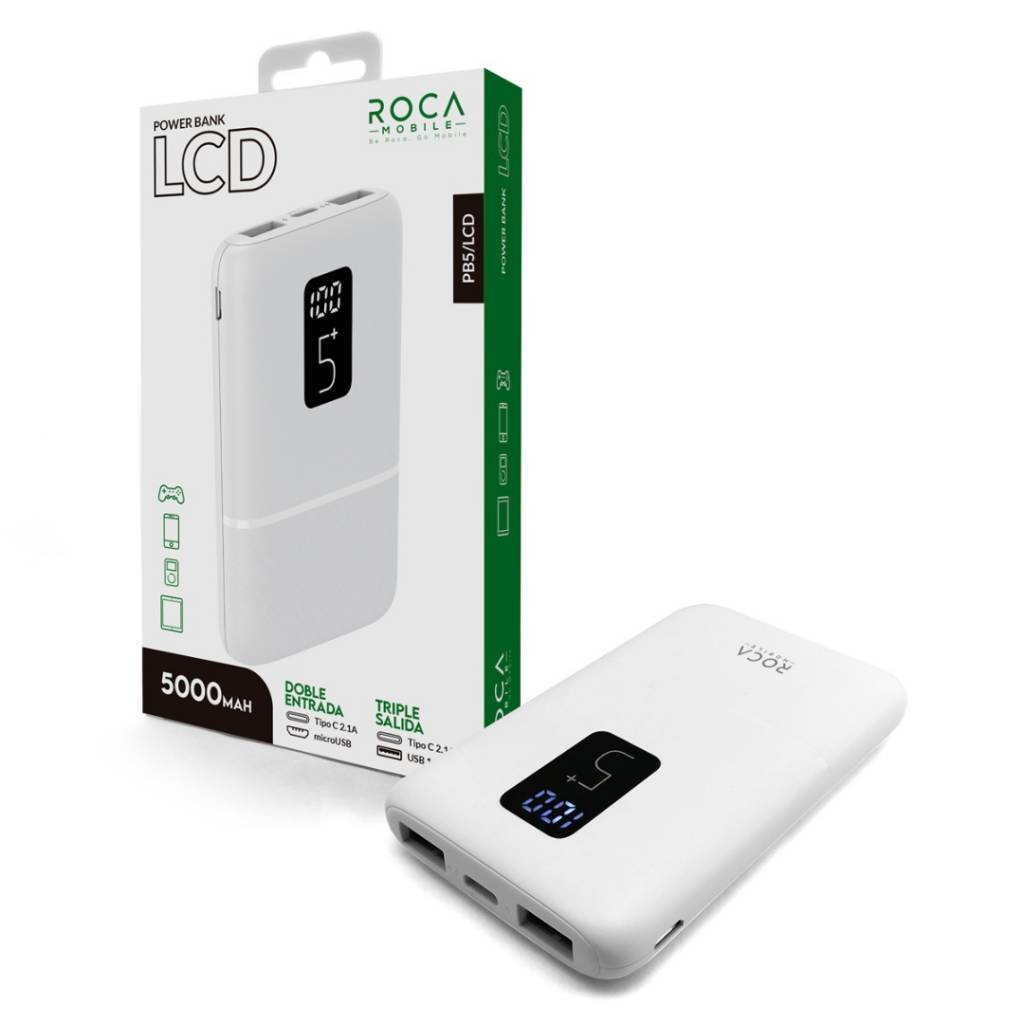 Power Bank Roca Pantalla LCD 5.000 mAh