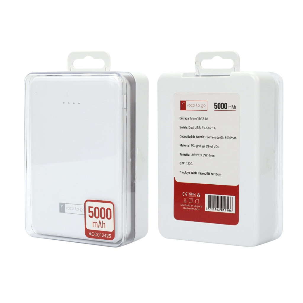 Power Bank Roca 5.000 mAh USB 1A + 1 USB 2.1A