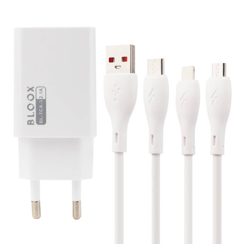 Cargador Completo BLOOX 1 USB 2.1A + Cable Lightning 1M