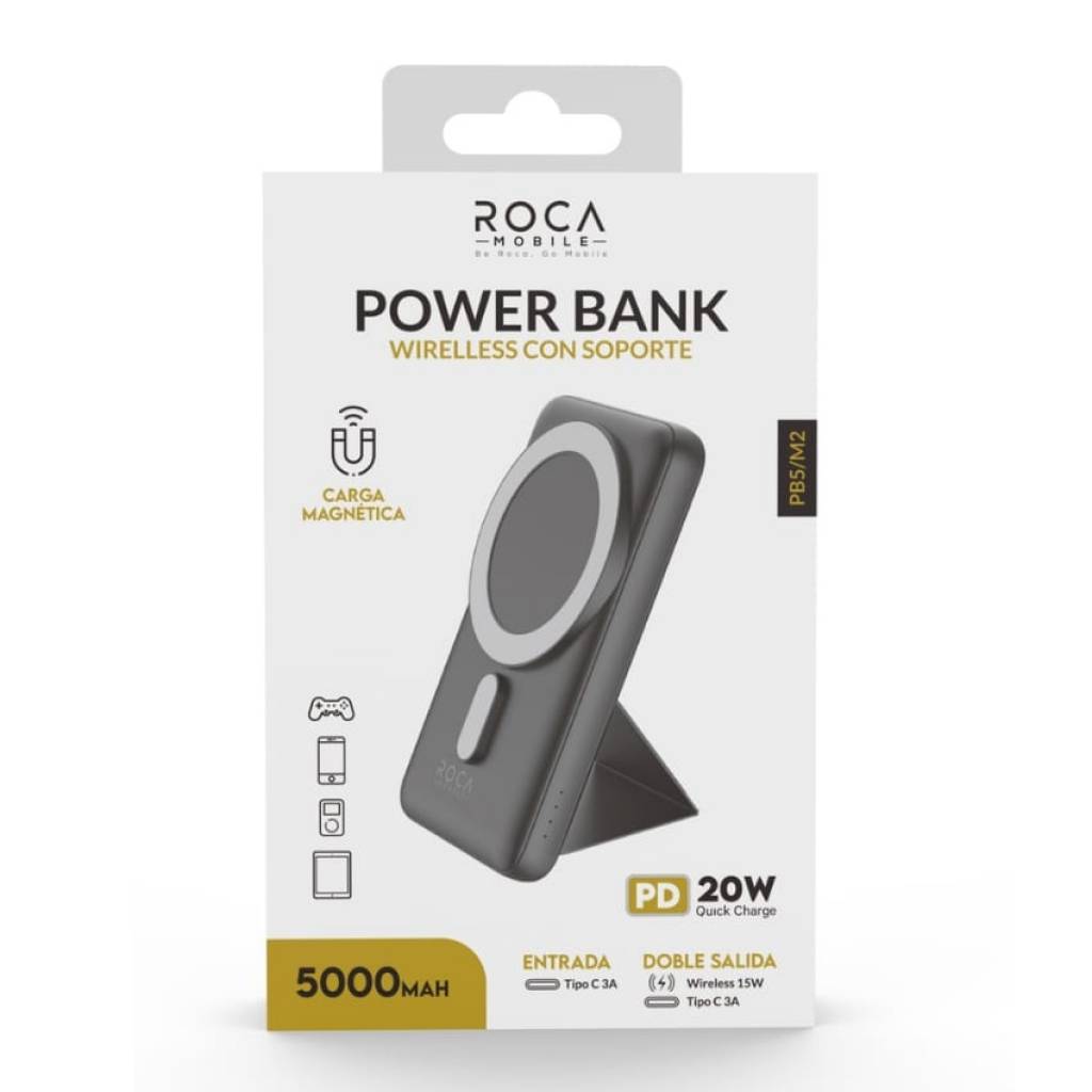 Power Bank Magnético 15W + 20W Entrada y Salida Tipo C