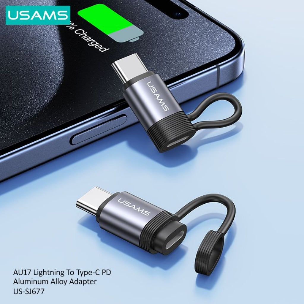 Adaptador AU17 Lightning a Tipo C PD 30W Aluminio SJ677 USAMS