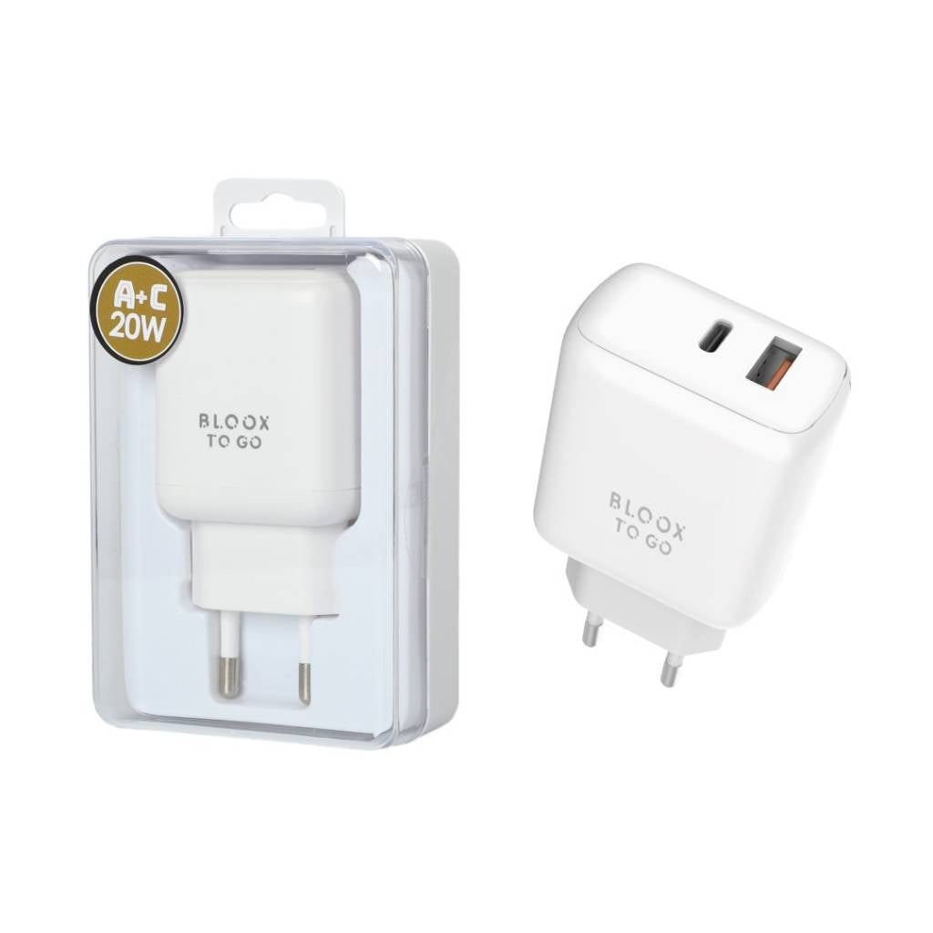 Cargador Ficha BLOOX TO GO A+C 3A 20W Sin Cable
