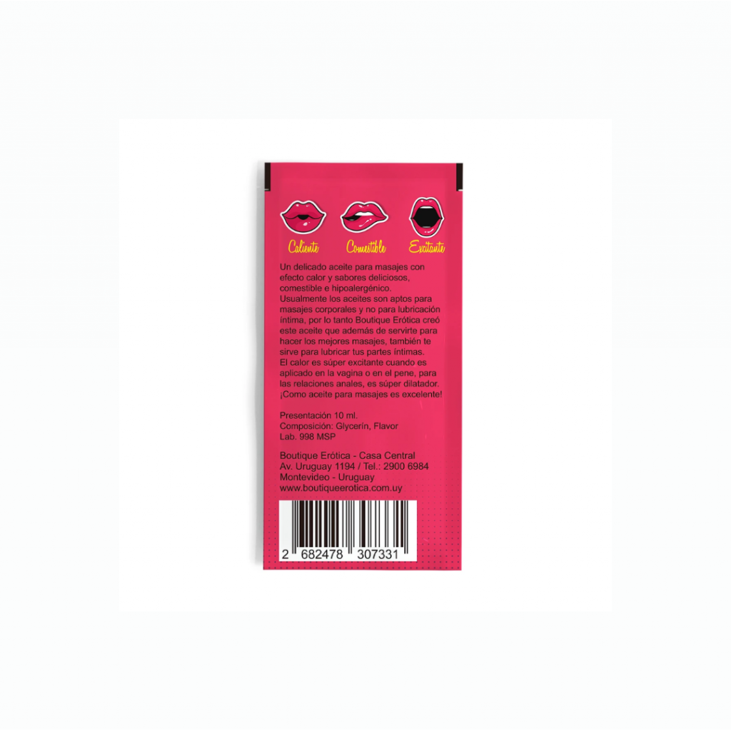 Gel Lubricante Aceite 4 unidades sachet 10 ml adults