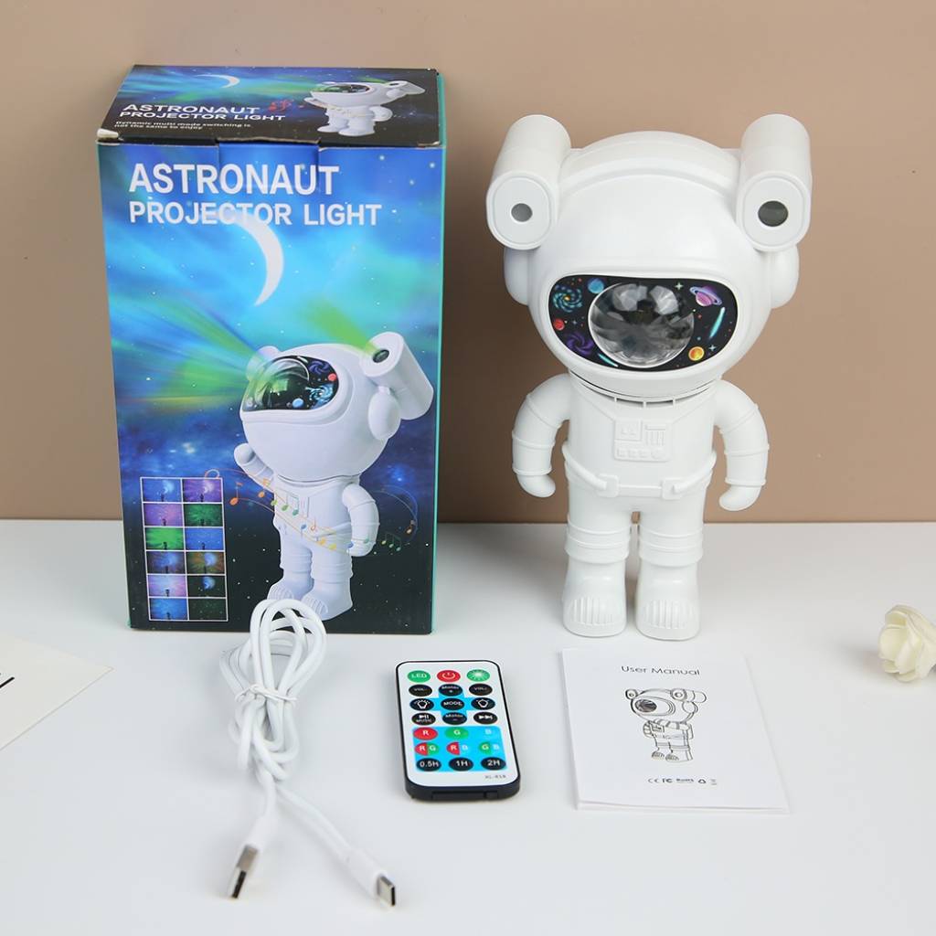Lámpara Astronauta Blanco Galaxias Proyector