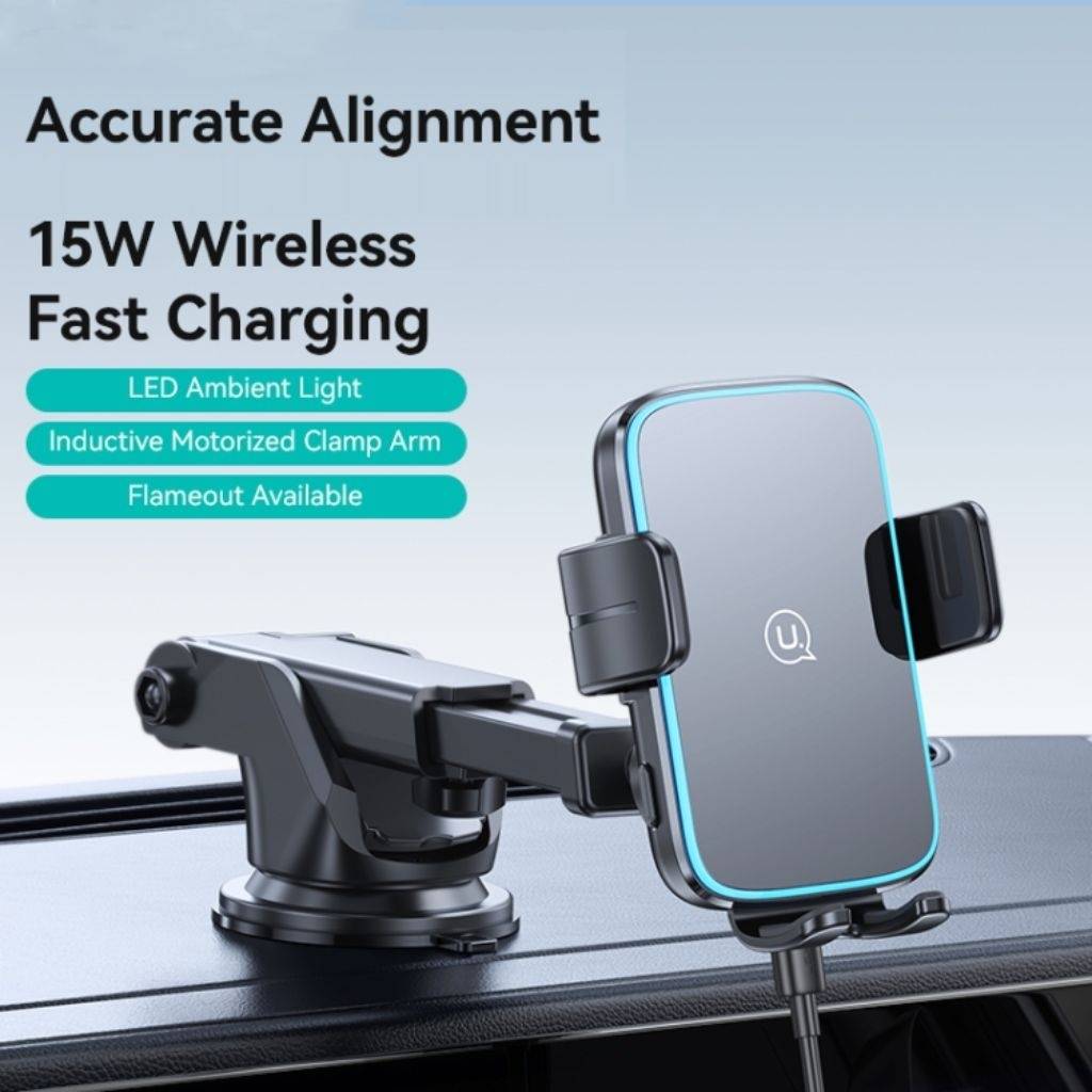Cargador Auto 15W Inalámbrico Soporte con Ventosa USAMS Carga rápida