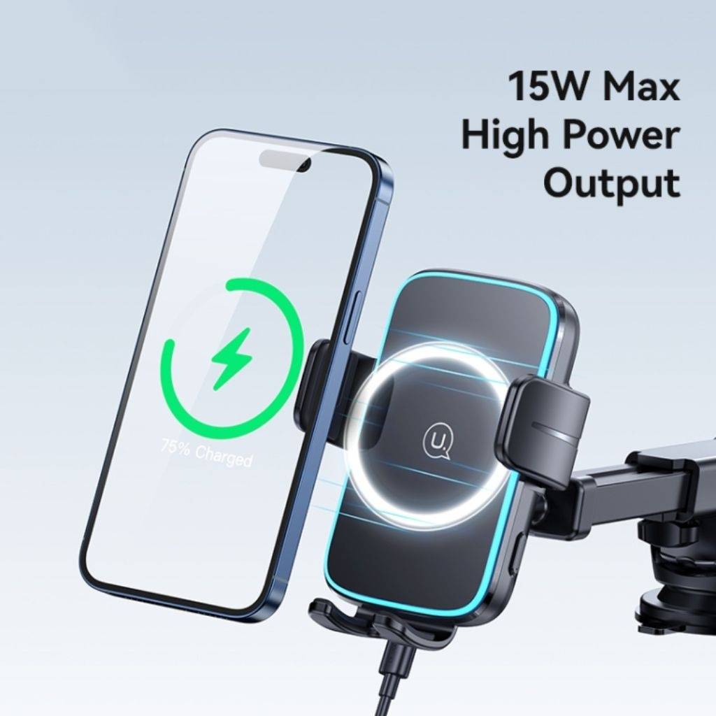 Cargador Auto 15W Inalámbrico Soporte con Ventosa USAMS Carga rápida