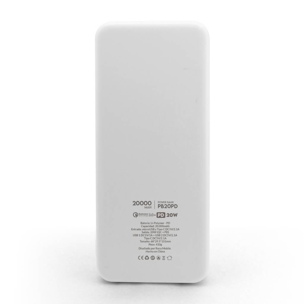 Power Bank 20000 mAh ROCA PB20 20W Carga rápida