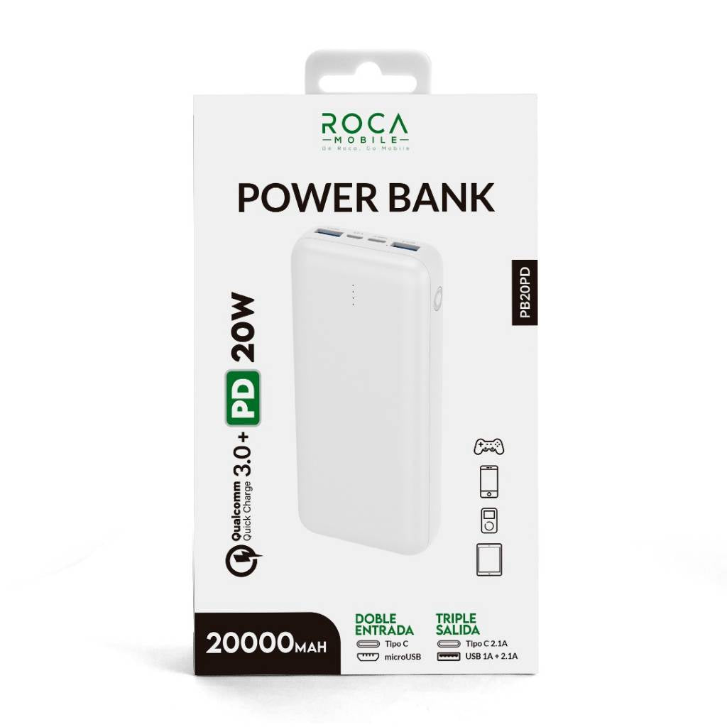 Power Bank 20000 mAh ROCA PB20 20W Carga rápida
