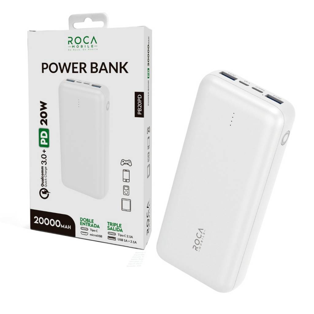 Power Bank 20000 mAh ROCA PB20 20W Carga rápida