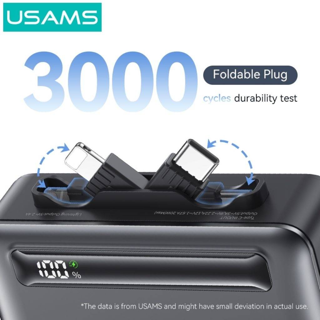 Mini Power Bank USAMS 4500 mAh Tipo C y Lightning con pantalla digital