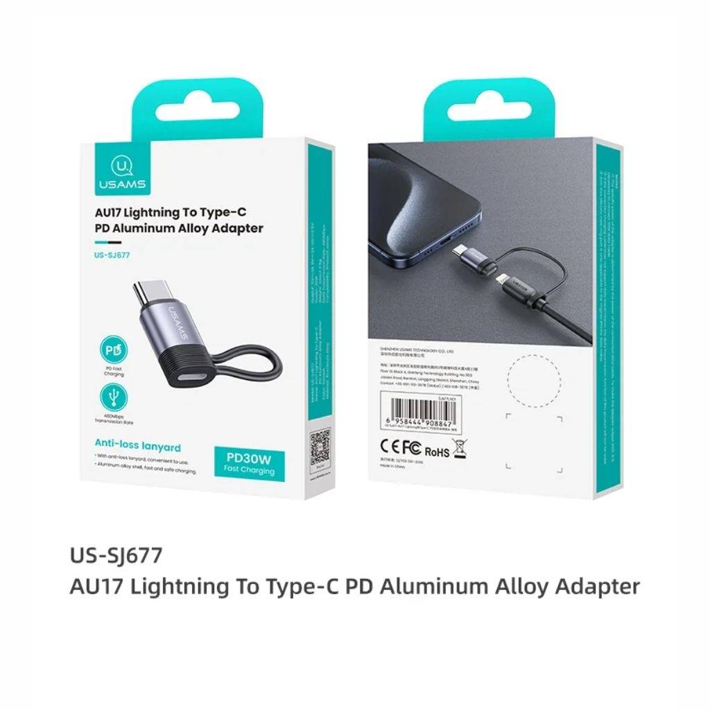 Adaptador AU17 Lightning a Tipo C PD 30W Aluminio SJ677 USAMS