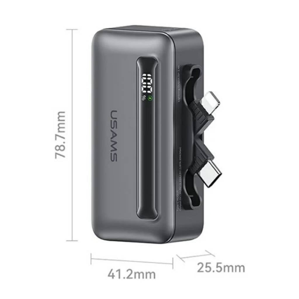Mini Power Bank USAMS 4500 mAh Tipo C y Lightning con pantalla digital