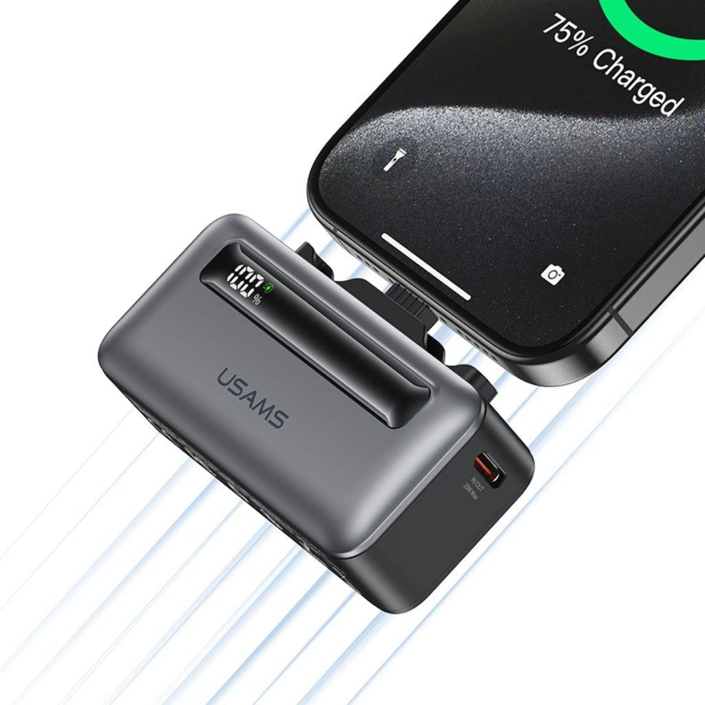 Mini Power Bank USAMS 4500 mAh Tipo C y Lightning con pantalla digital