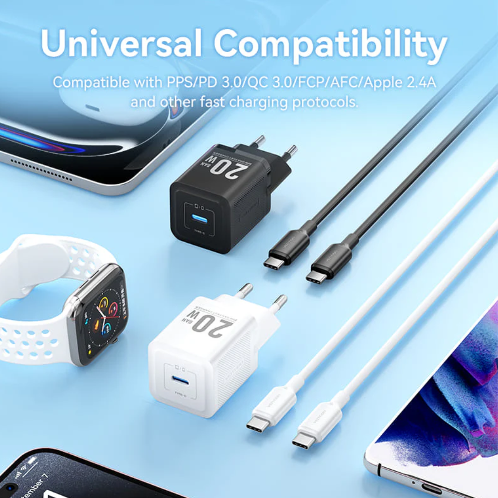Cargador de Pared USB-C a USB-C Carga Rápida 20W Vention Ficha + Cable