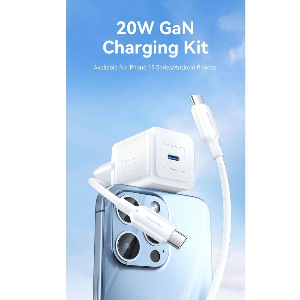 Cargador de Pared USB-C a USB-C Carga Rápida 20W Vention Ficha + Cable