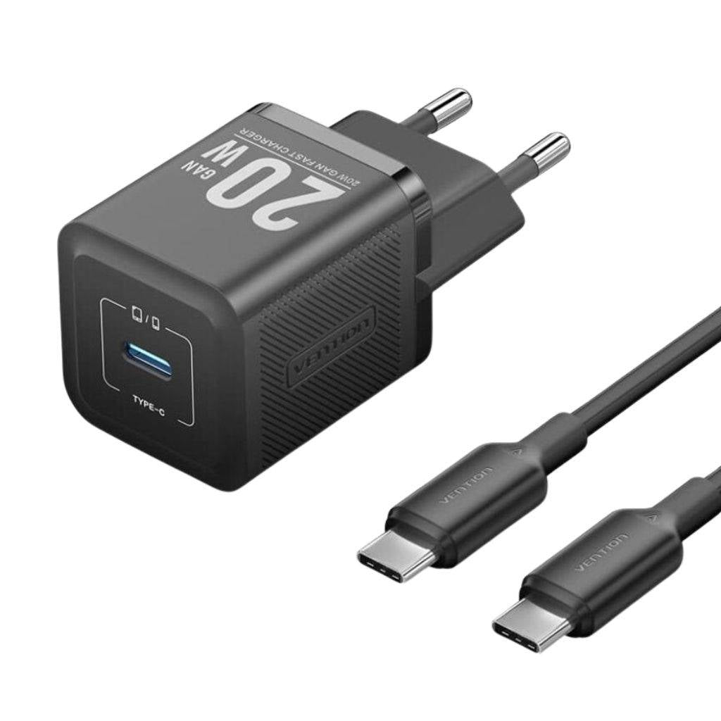 Cargador de Pared USB-C a USB-C Carga Rápida 20W Vention Ficha + Cable
