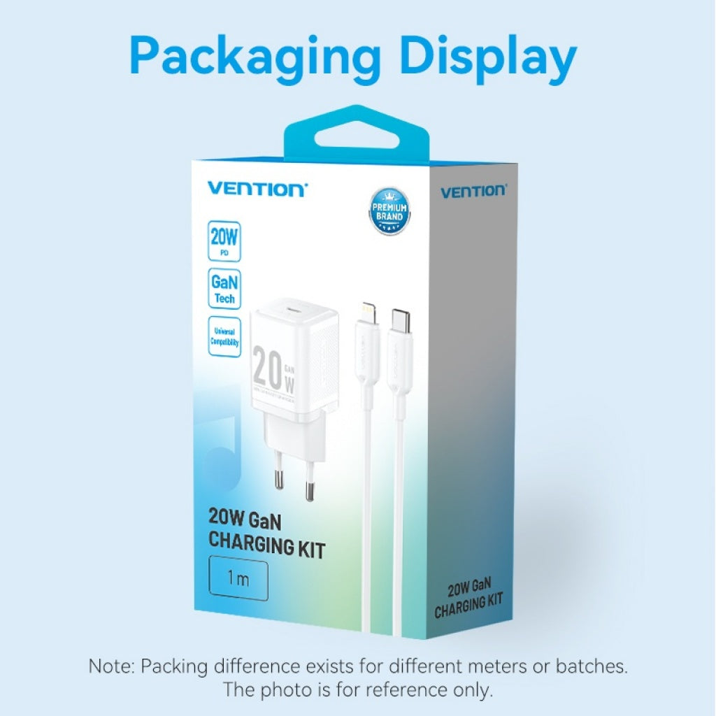 Cargador de Pared GaN USB-C a Lightning 20W Vention