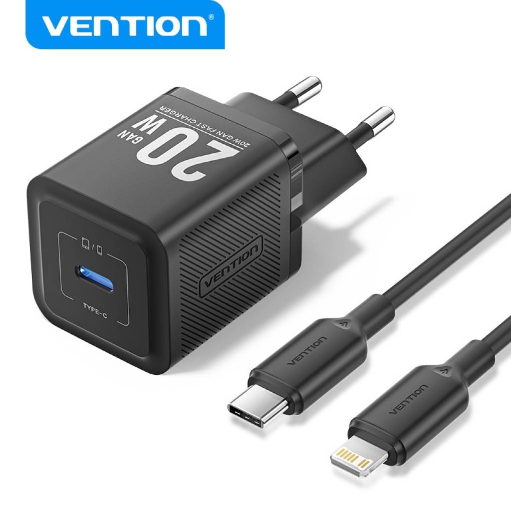 Cargador de Pared GaN USB-C a Lightning 20W Vention