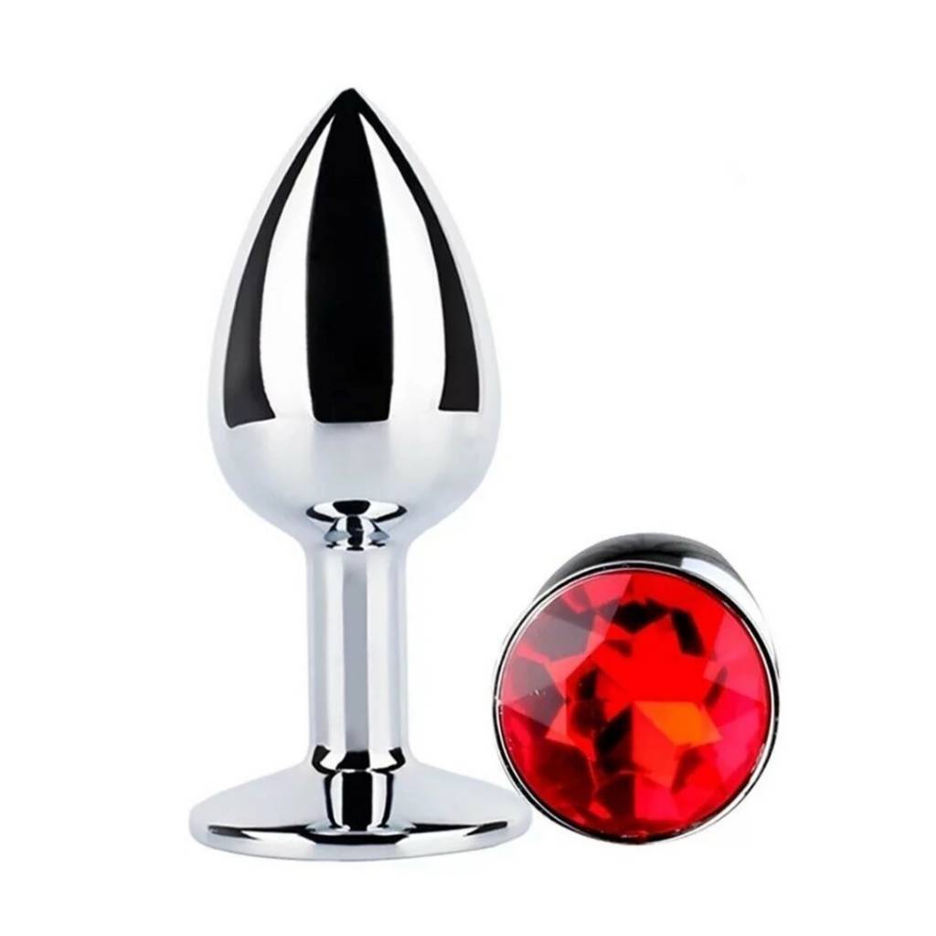 Plug Anal Grande Metálico Joya Rojo Adults