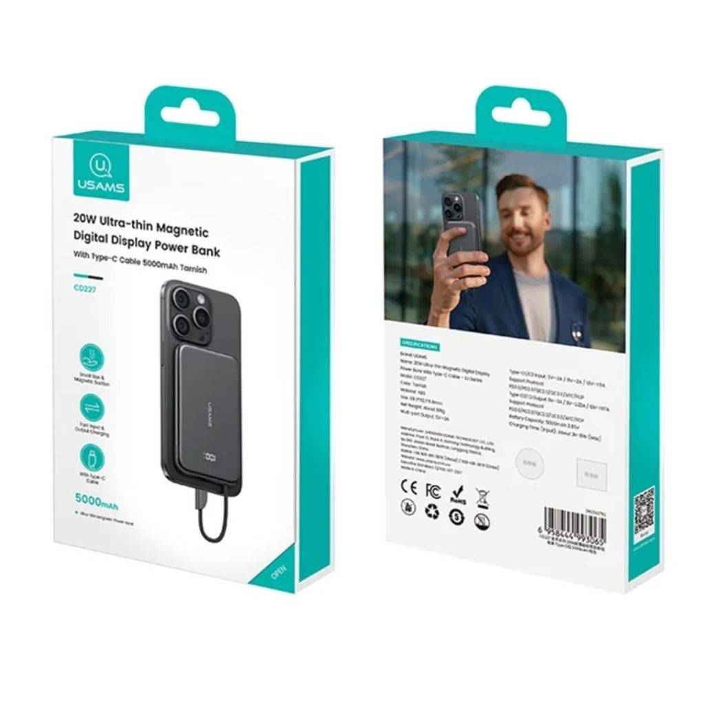 Power Bank 5000 mAh Magnético Ultrafino USAMS