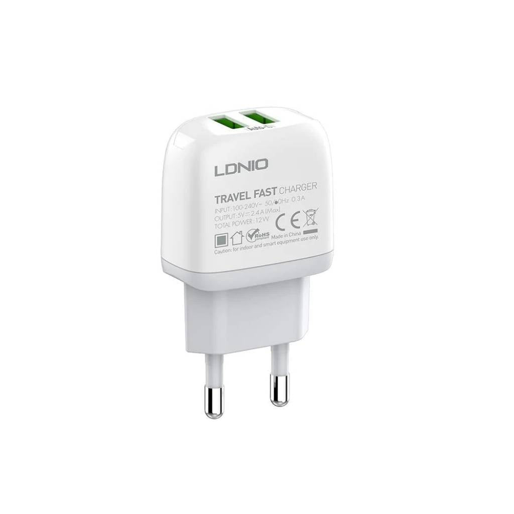 Cargador Pared Doble Entrada Micro USB 2.4A 2USB LDNIO