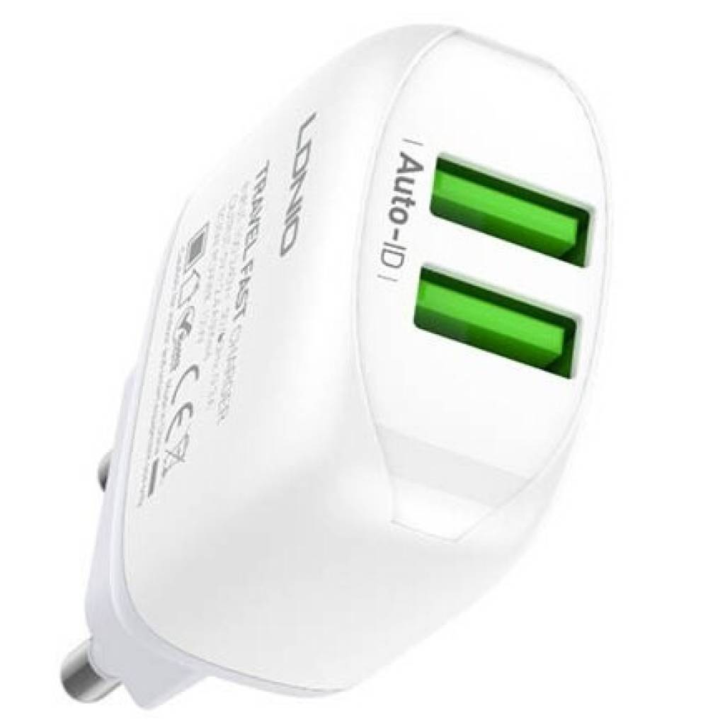 Cargador Pared Doble Entrada Micro USB 2.4A 2USB LDNIO