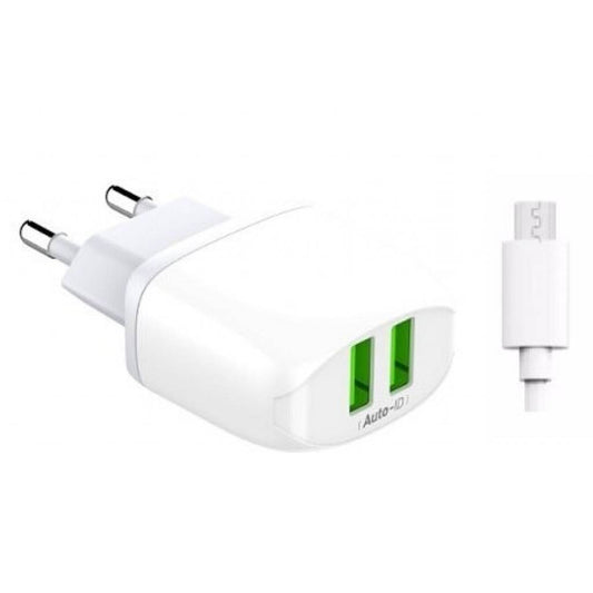 Cargador Pared Doble Entrada Micro USB 2.4A 2USB LDNIO