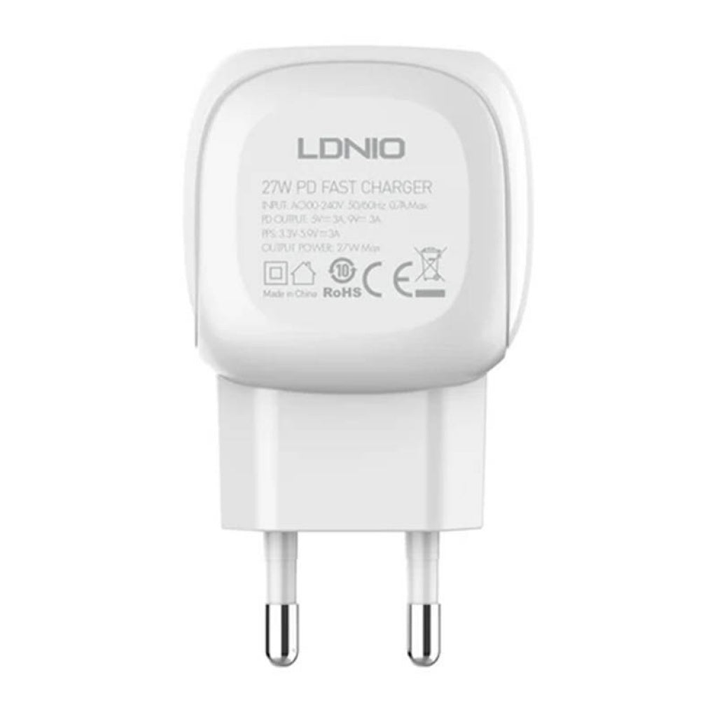 Cargador Pared Solo Ficha USB C a Tipo C 27W Carga Rápida LDNIO