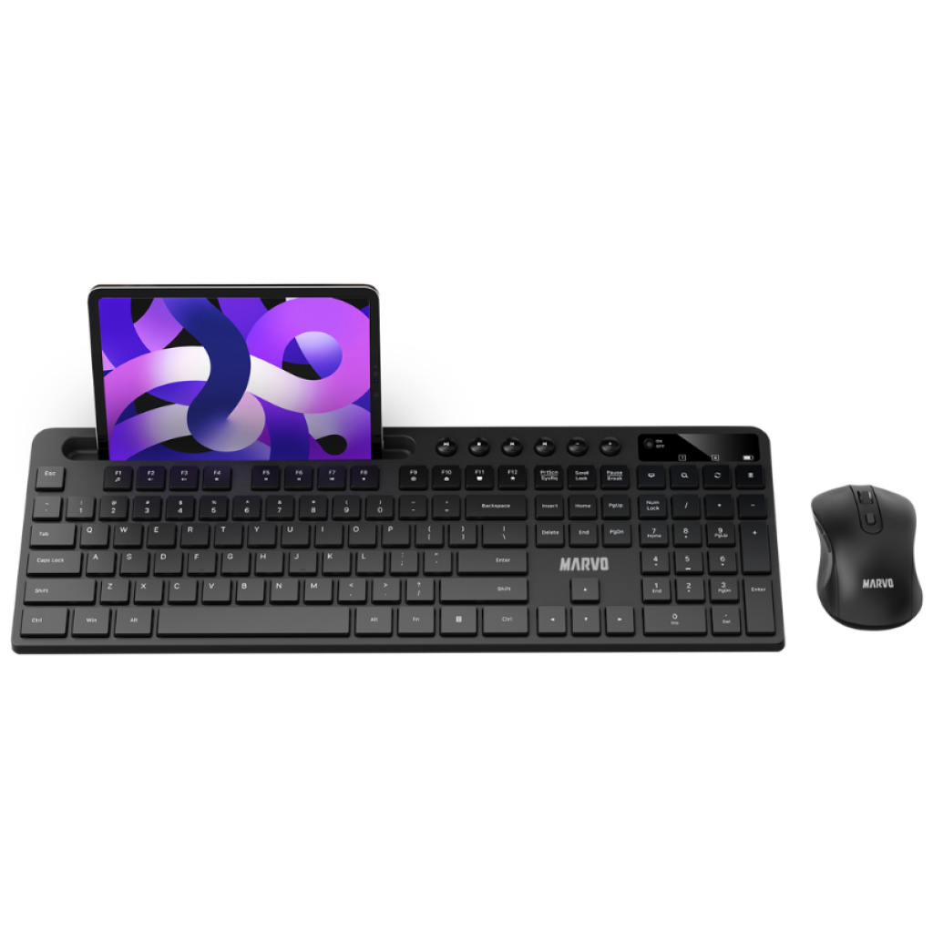 Combo teclado y mouse inalámbrico con soporte