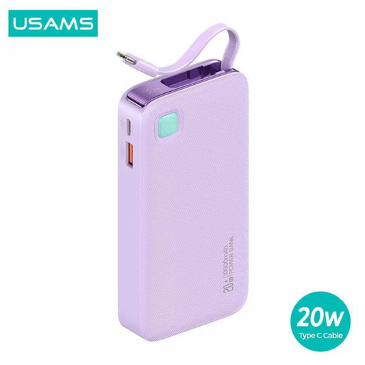 Power Bank 10000mAh 20W Cable Retráctil Lightning Violeta iPhone