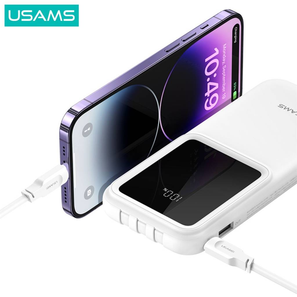 Power Bank con Cables y pantalla LCD 10000 mAh USAMS