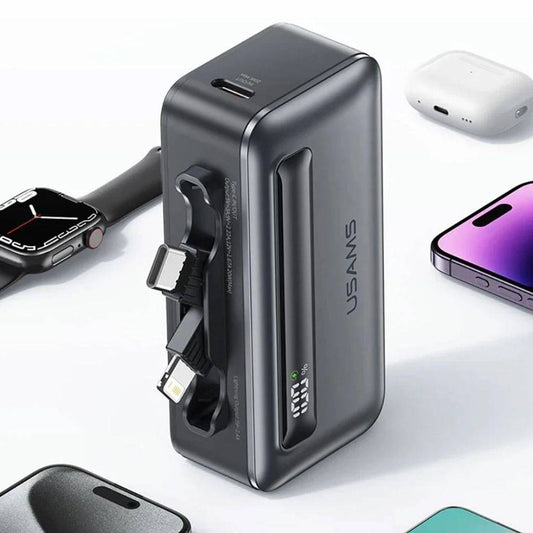 Mini Power Bank USAMS 4500 mAh Tipo C y Lightning con pantalla digital